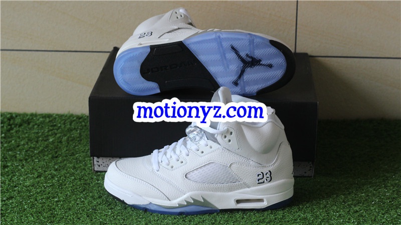 Authentic Air Jordan 5 Retro Metallic White